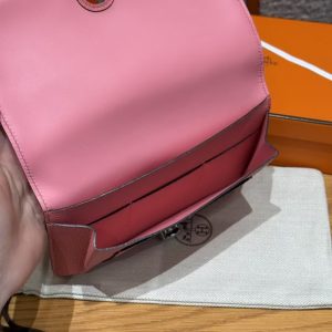 Hermes Dogon Compact Wallet Handmade In Togo Calfskin Leather Silver Hardware K4 Rose D'ete - Image 7