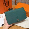 Hermes Dogon Compact Wallet Handmade In Togo Calfskin Leather Silver Hardware z6 Makachite