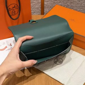 Hermes Dogon Compact Wallet Handmade In Togo Calfskin Leather Silver Hardware z6 Makachite - Image 8