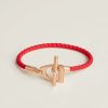 Hermes Etrier Bracelet Rose Gold Swift Calfskin and Metal H100016FOS3T2