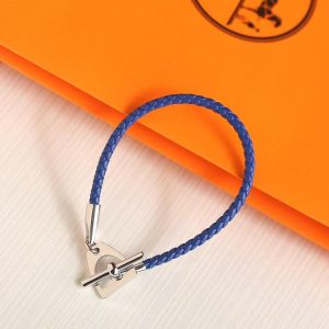 Hermes Etrier Bracelet Rose Gold Swift Calfskin and Metal Navy H100016FO7UT2 - Image 6