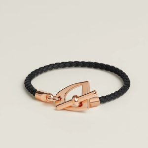 Hermes Etrier Bracelet Yellow Gold Swift Calfskin and Metal H100016F 89T2 - Image 5