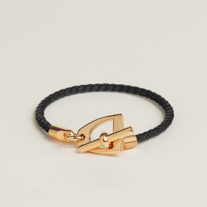 Hermes Etrier Bracelet Yellow Gold Swift Calfskin and Metal H100016F 89T2