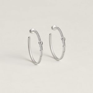 Hermes Etriviere Dangle Earrings White Gold H124505B 00