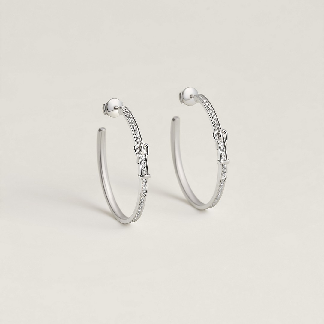 Hermes Etriviere Dangle Earrings White Gold H124505B 00