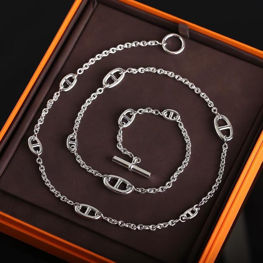 Hermes Farandole Long Necklace 80 Sterling Silver H104570B 00 - Image 7