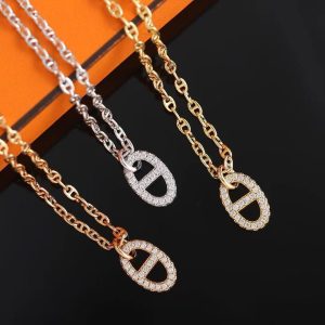 Hermes Farandole Pendant Necklace Rose Gold With Diamonds H221303B 00LG - Image 11