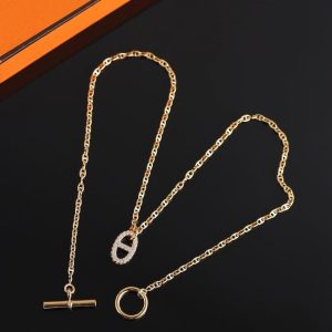 Hermes Farandole Pendant Necklace Rose Gold With Diamonds H221303B 00LG - Image 8