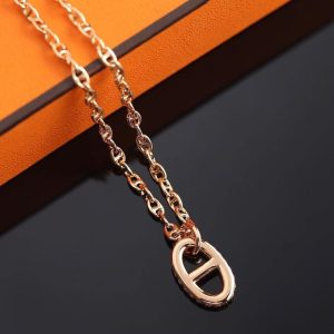 Hermes Farandole Pendant Necklace Rose Gold With Diamonds H221303B 00LG - Image 6