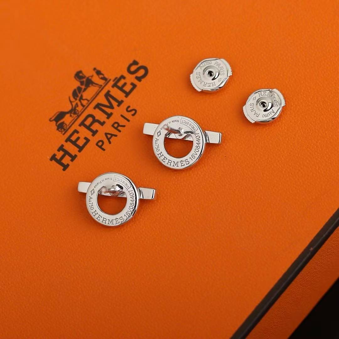 Hermes Finesse Earrings Rose Gold with Diamonds H219512B 00 - Image 6