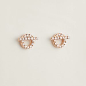 Hermes Finesse Earrings Rose Gold with Diamonds H219512B 00