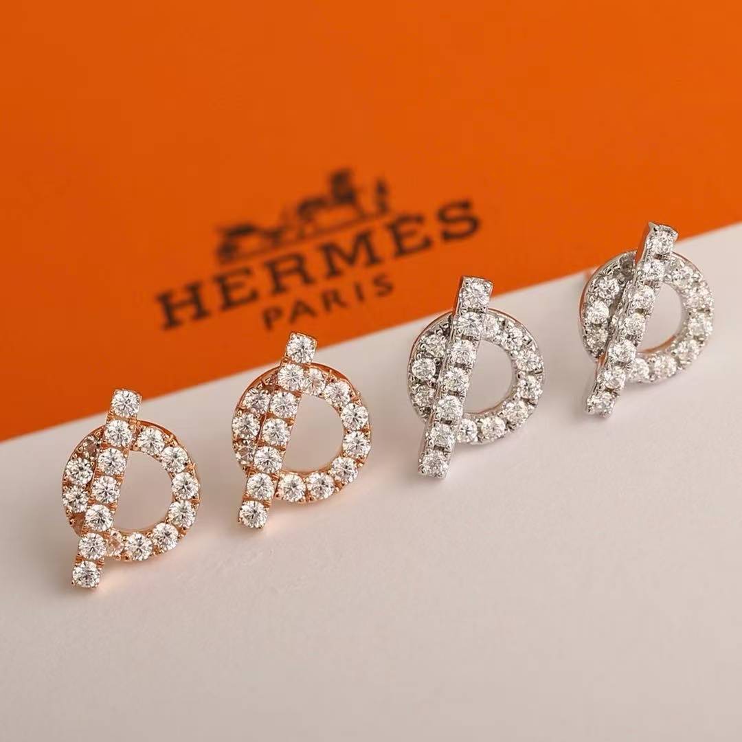 Hermes Finesse Earrings White Gold with Diamonds H219510B 00 - Image 8