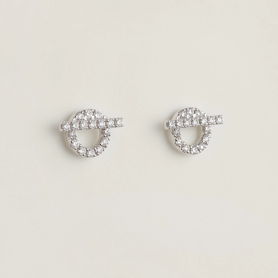 Hermes Finesse Earrings White Gold with Diamonds H219510B 00
