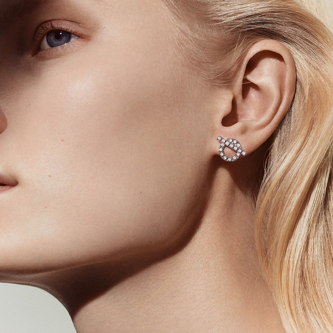 Hermes Finesse Earrings White Gold with Diamonds H219510B 00 - Image 3