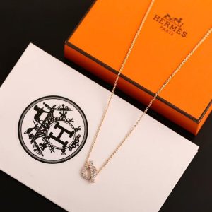 Hermes Finesse Pendant Necklace Rose Gold With Diamonds H219315B 00 - Image 7