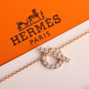 Hermes Finesse Pendant Necklace Rose Gold With Diamonds H219315B 00 - Image 6