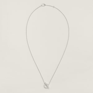 Hermes Finesse Pendant Necklace White Gold With Diamonds H219310B 00