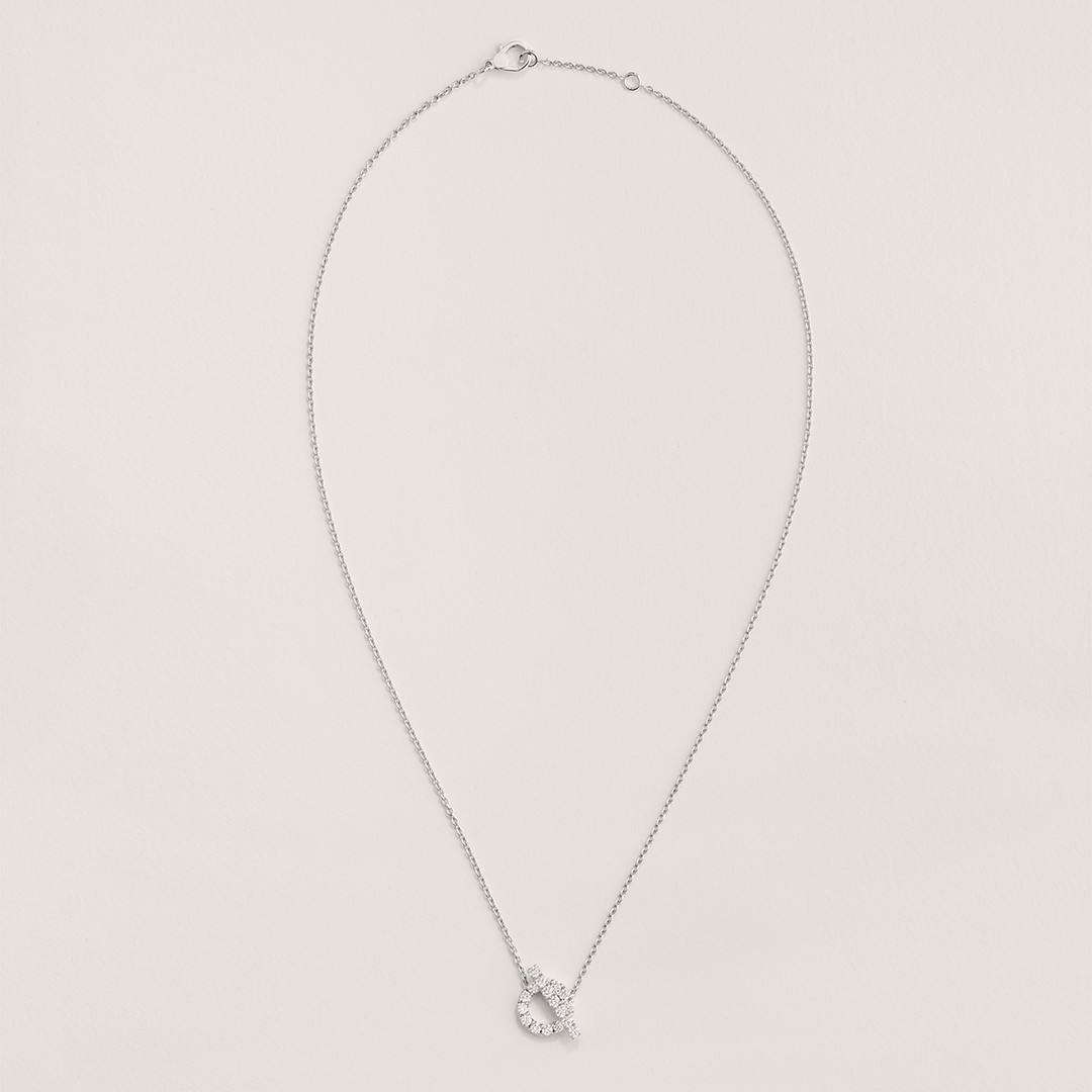 Hermes Finesse Pendant Necklace White Gold With Diamonds H219310B 00