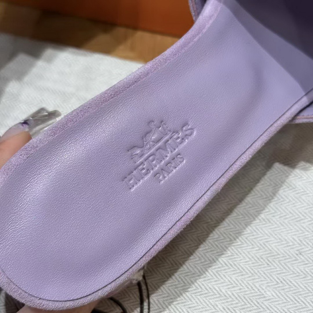 Hermes Gigi 50 Sandal Women High Heel Sandal Suede Goatskin Silver Kelly Buckle Violet Glycine H252152Z VY350 - Image 6