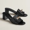 Hermes Gigi 50 Sandal Women High Heel Sandal Calfskin Gold Kelly Buckle Noir H232131Z 02360