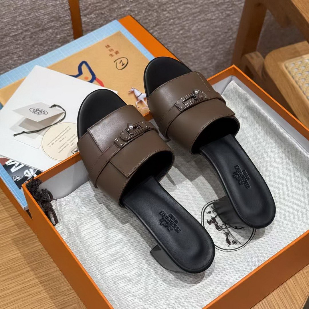 Hermes Gigi 50 Sandal Women High Heel Sandal Calfskin Silver Kelly Buckle Etoupe H251022Z X3345 - Image 6