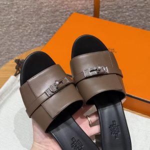 Hermes Gigi 50 Sandal Women High Heel Sandal Calfskin Silver Kelly Buckle Etoupe H251022Z X3345 - Image 5