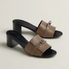 Hermes Gigi 50 Sandal Women High Heel Sandal Calfskin Silver Kelly Buckle Etoupe H251022Z X3345