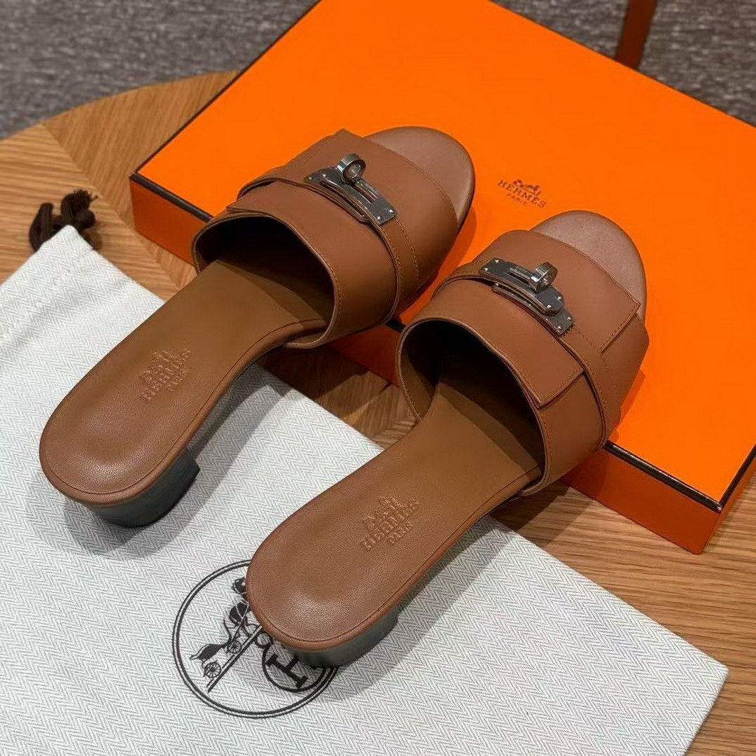 Hermes Gigi 50 Sandal Women High Heel Sandal Calfskin Silver Kelly Buckle Naturel H231063Z A3350 - Image 18
