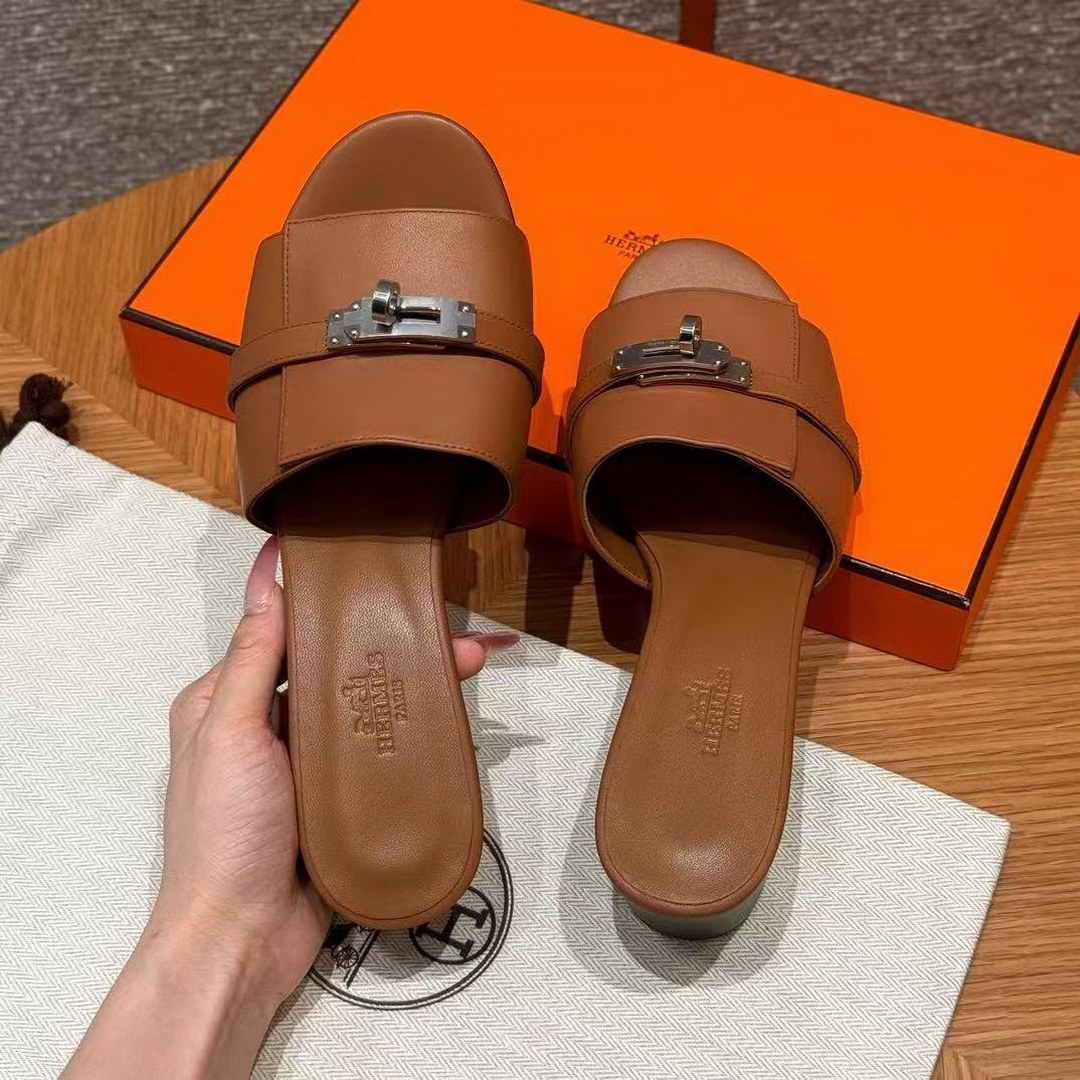 Hermes Gigi 50 Sandal Women High Heel Sandal Calfskin Silver Kelly Buckle Naturel H231063Z A3350 - Image 15