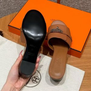 Hermes Gigi 50 Sandal Women High Heel Sandal Calfskin Silver Kelly Buckle Naturel H231063Z A3350 - Image 13