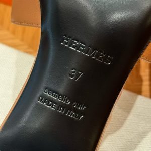 Hermes Gigi 50 Sandal Women High Heel Sandal Calfskin Silver Kelly Buckle Naturel H231063Z A3350 - Image 8