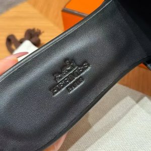 Hermes Gigi 50 Sandal Women High Heel Sandal Calfskin Silver Kelly Buckle Noir H231063Z 02355 - Image 12