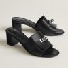 Hermes Gigi 50 Sandal Women High Heel Sandal Calfskin Silver Kelly Buckle Noir H231063Z 02355
