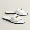 Hermes Giulia Sandal Women Calfskin Gold Kelly Buckle Blanc H232129Z 90350