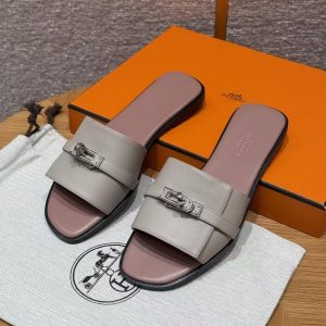 Alternative view of Hermes Giulia Sandal Women Calfskin Silver Kelly Buckle Beige Galet H251028Z BG345