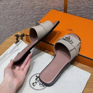 Hermes Giulia Sandal Women Calfskin Silver Kelly Buckle Beige Galet H251028Z BG345 - Image 12