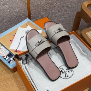 Hermes Giulia Sandal Women Calfskin Silver Kelly Buckle Beige Galet H251028Z BG345 - Image 7