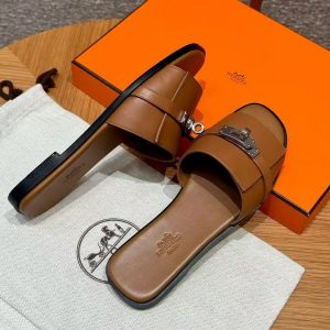 Hermes Giulia Sandal Women Calfskin Silver Kelly Buckle Naturel H231056Z A3340 - Image 12