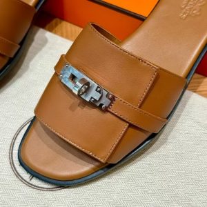 Hermes Giulia Sandal Women Calfskin Silver Kelly Buckle Naturel H231056Z A3340 - Image 5