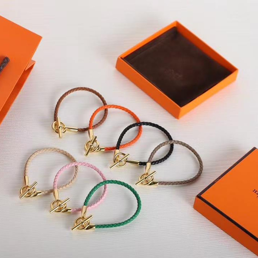 Hermes Glenan Bracelet Rose Gold Swift Calfskin and Metal Étoupe H071681FO18T2 - Image 7