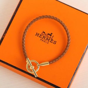 Hermes Glenan Bracelet Rose Gold Swift Calfskin and Metal Gold H071681FO37T2 - Image 7