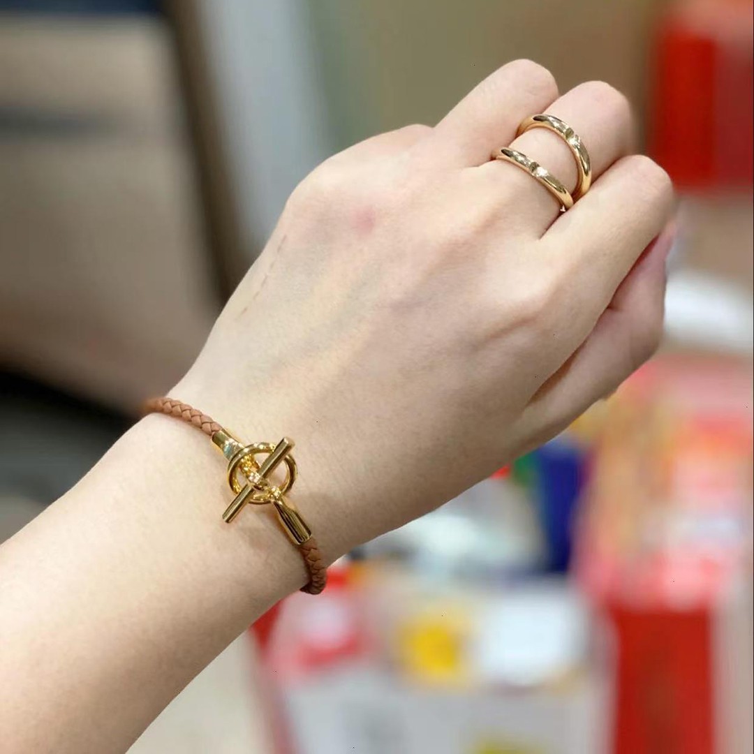 Hermes Glenan Bracelet Rose Gold Swift Calfskin and Metal Gold H071681FO37T2 - Image 8