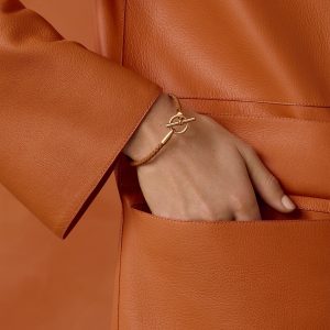 Hermes Glenan Bracelet Rose Gold Swift Calfskin and Metal Gold H071681FO37T2 - Image 9