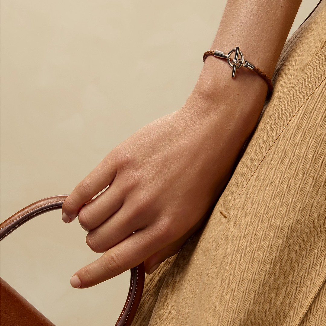 Hermes Glenan Bracelet Rose Gold Swift Calfskin and Metal Gold H071681FO37T2 - Image 10