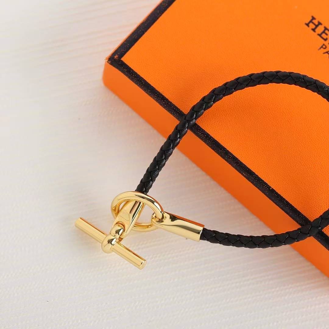 Hermes Glenan Bracelet Rose Gold Swift Calfskin and Metal Noir H071681FO89T2 - Image 13
