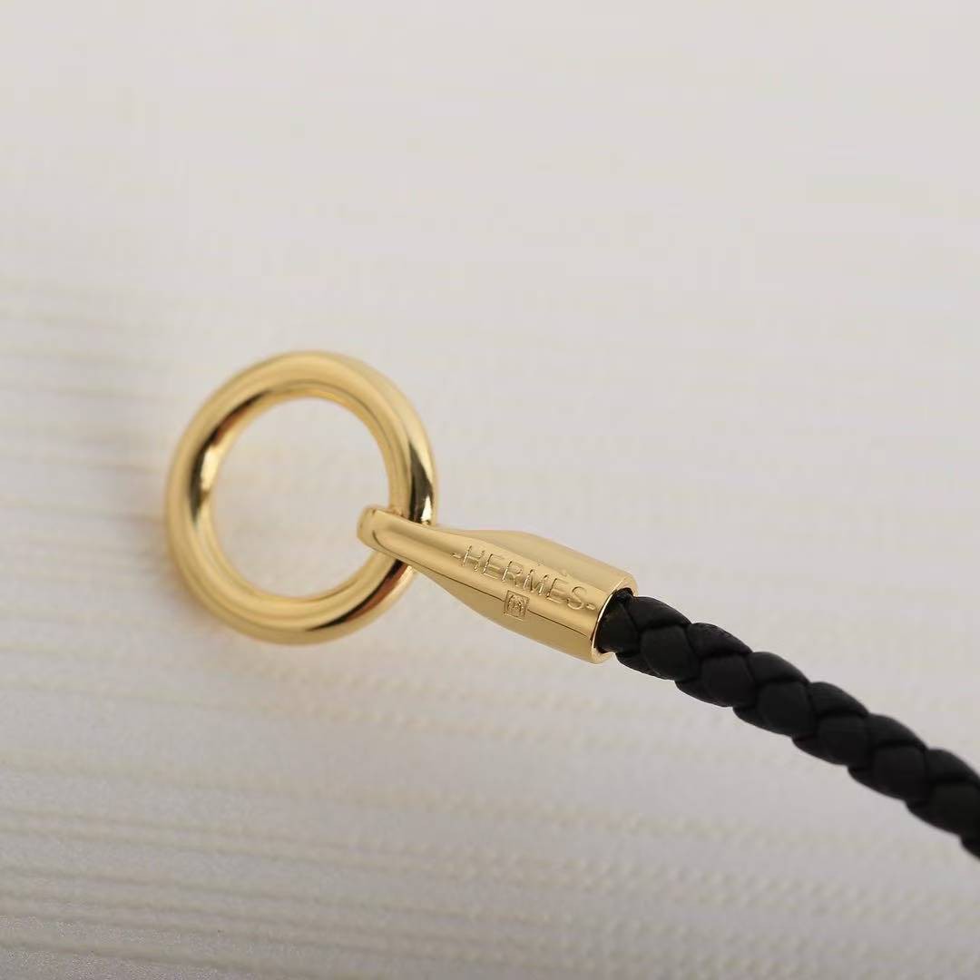 Hermes Glenan Bracelet Rose Gold Swift Calfskin and Metal Noir H071681FO89T2 - Image 11