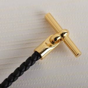 Hermes Glenan Bracelet Rose Gold Swift Calfskin and Metal Noir H071681FO89T2 - Image 10