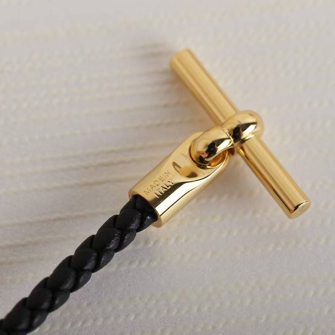 Hermes Glenan Bracelet Rose Gold Swift Calfskin and Metal Noir H071681FO89T2 - Image 10