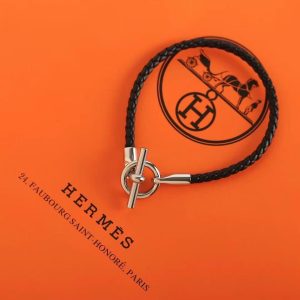 Hermes Glenan Bracelet Rose Gold Swift Calfskin and Metal Noir H071681FO89T2 - Image 8