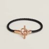 Hermes Glenan Bracelet Rose Gold Swift Calfskin and Metal Noir H071681FO89T2